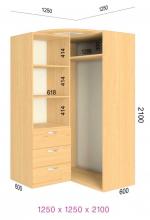 Кутова шафа купе з фотодруком Фенікс Стандарт 1250/130 (габаритна ширина 125 см)