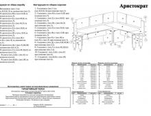 Кухонний куточок Пехотин Аристократ (схема складання)