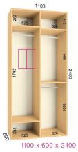 Шкаф купе для верхней одежды в прихожую Феникс Ультра 1100/60 (3 шатнги для одежды)