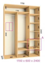 Элитный шкаф купе в прихожую Феникс Ультра 1700/60 (2 штанги)