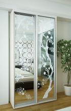 Шкаф купе в узкую прихожую фото Ника Эконом 16 (пескоструйный рисунок)